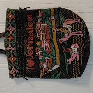 I ❤️ Jerusalem beaded drawstring bag